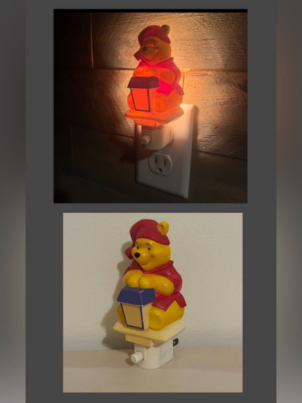Vintage Winnie The Pooh Disney Plastic Plug In Night Light Comforting Warm Glow